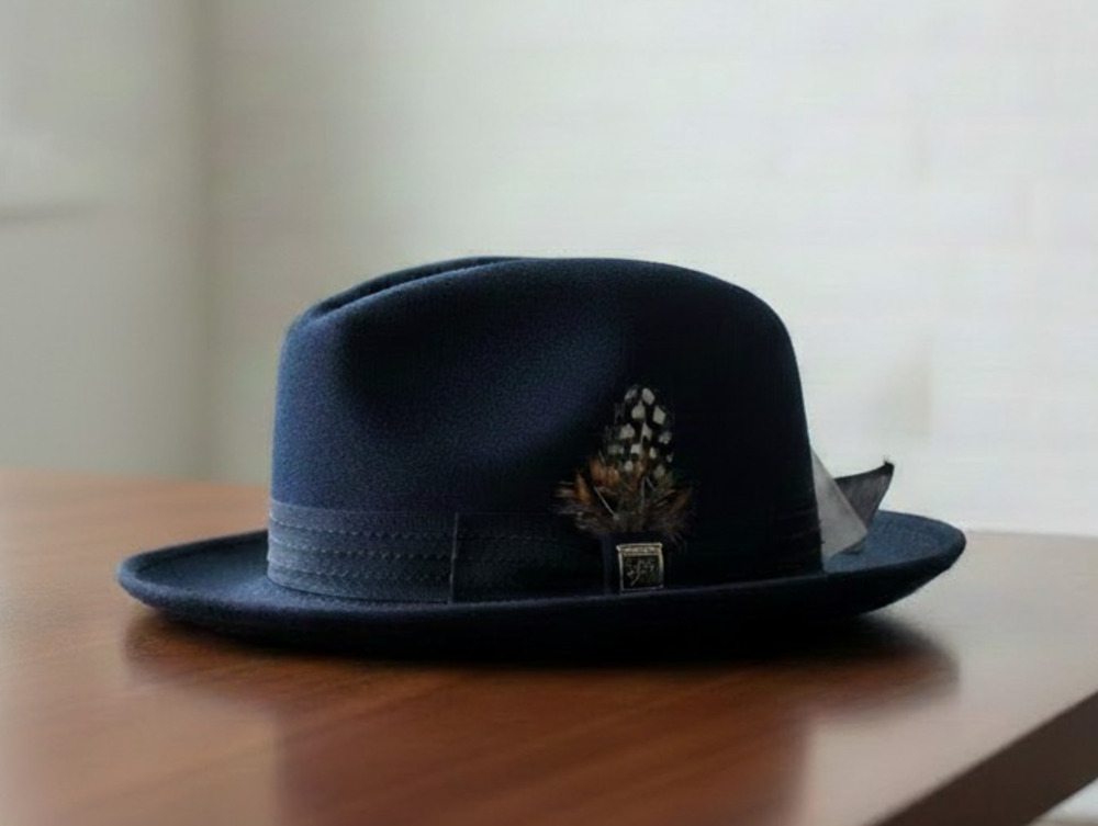 Stacy Adams Benny Men's Wool Felt Pinch Front Fedora Hat SAW647 New With Tags